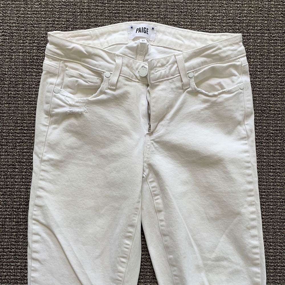 Paige white denim skinny Jean.